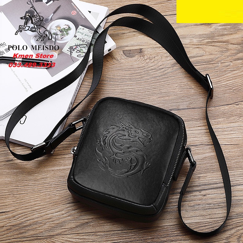 Túi Đeo Chéo Nam Da Bò Thật Cao Cấp Unisex Hiệu POLO MEISDO Kiểu Dáng Hàn Quốc PL10