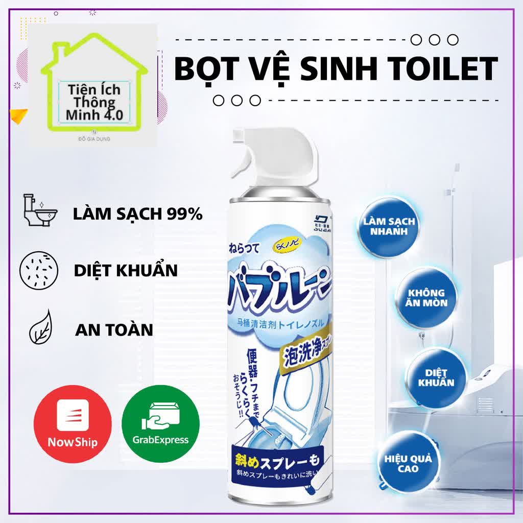 Chai xịt bọt tuyết vệ sinh bồn cầu, phòng tắm, lau bóng gương, lau bóng inox dễ dàng đánh bay tự động các vết ố, han dỉ