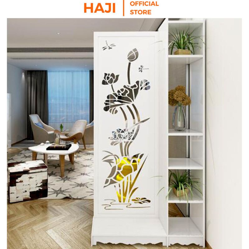 Vách ngăn sen vàng phong thuỷ HAJI 1 vách 1 kệ thanh lịch hiện đại D482