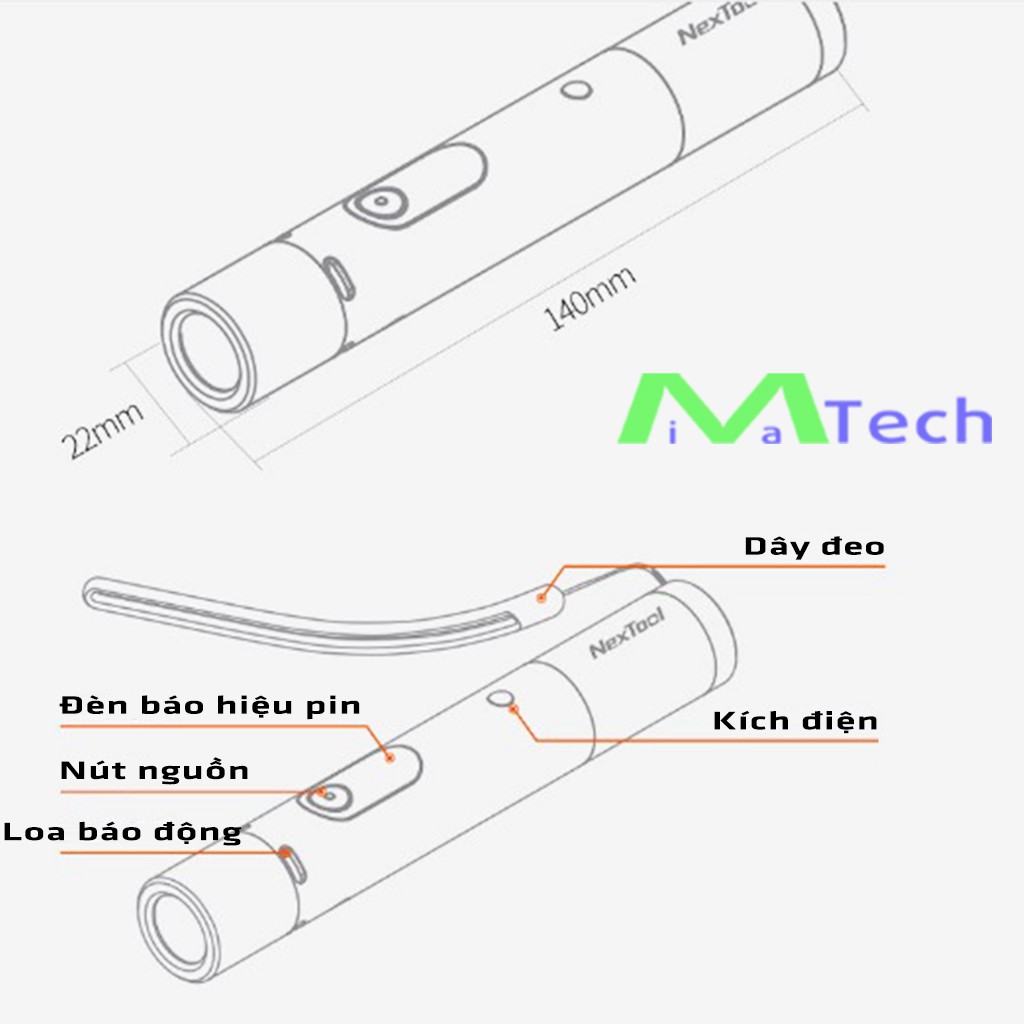 Đèn Pin Xiaomi Cầm Tay Kết Hợp Phát Điện Tự Vệ, Châm Lửa Đa Năng Thông Minh Nhỏ Gọn Tiện Lợi Mang Theo Mọi Lúc Mọi Nơi