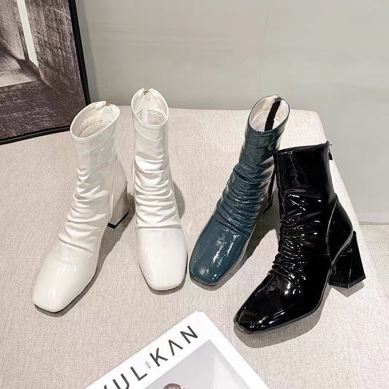 Bốt nữ cao gót da mềm cổ nhún lót nỉ cao cấp - giày boots nữ cổ lửng hàng loại VIP | WebRaoVat - webraovat.net.vn