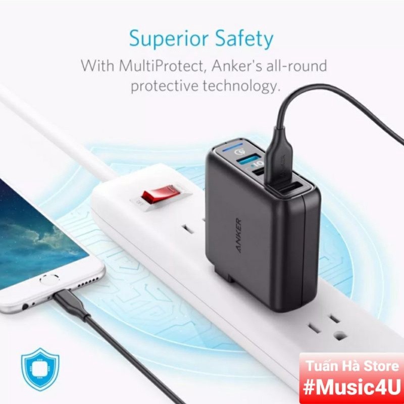 Bộ sạc nhanh Anker A2040 A2025 4 cổng 12W Q.C3.0 18W 43.5W Tuấn Hà Store