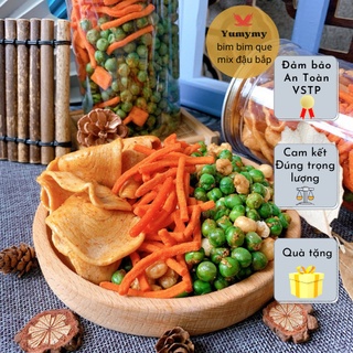 Snack bim bim que mix bắp và đậu Hà lan 400g, thực phẩm ăn liền Yumymyfood