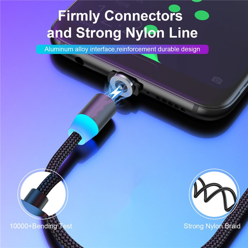 Cáp Sạc Nhanh 3 Trong 1 3A Type C &amp; Micro USB Cho For iphone iPad Android Huawei xiaomi samsung Vivo