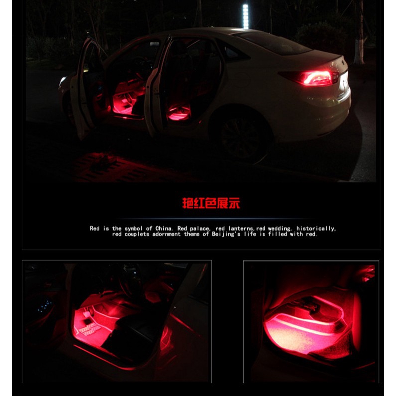 Dây Đèn Led Rgb Trang Trí Nội Thất Xe Hơi Kèm Điều Khiển Từ Xa Thông Dụng