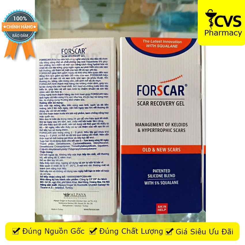 Gel Forscar – Gel Ngừa Sẹo Nhập Khẩu Châu Âu – Tuýp 10ml – cvspharmacy