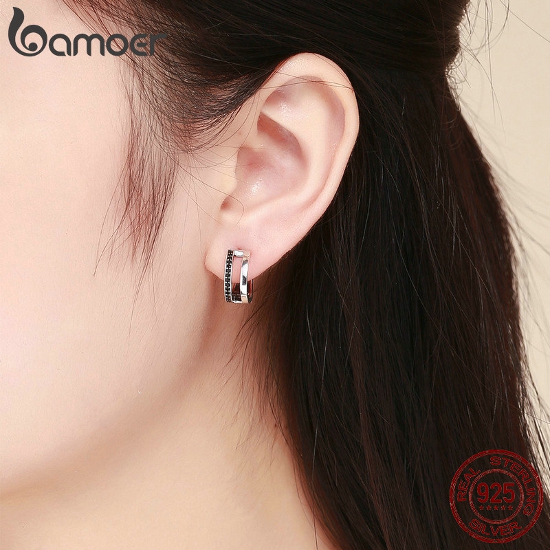 Khuyên Tai Bamoer Bằng Bạc Hình Tròn Thời Trang Cao Cấp Dành Cho Bạn Nữ