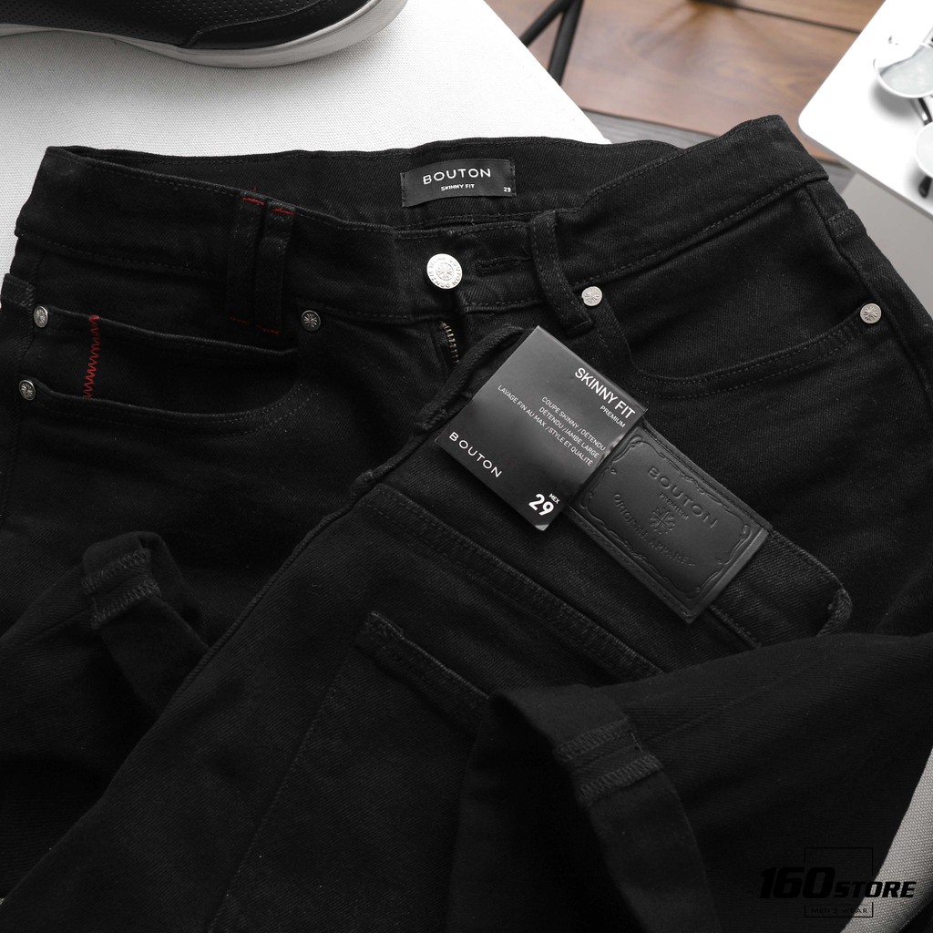 Quần Đùi Jean Nam, Quần Short Jean Nam BOUTON Màu Đen Trơn, Form Skinny, Co Giãn QSEC0004 160STORE. | BigBuy360 - bigbuy360.vn