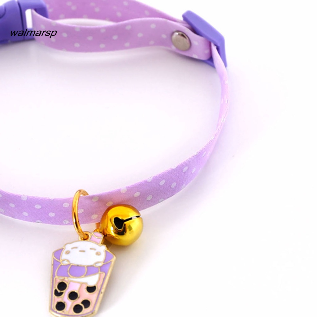 Vòng cổ thú cưng bằng cotton polyester chống mài mòn thiết kế hoạt hình đính chuông đáng yêu