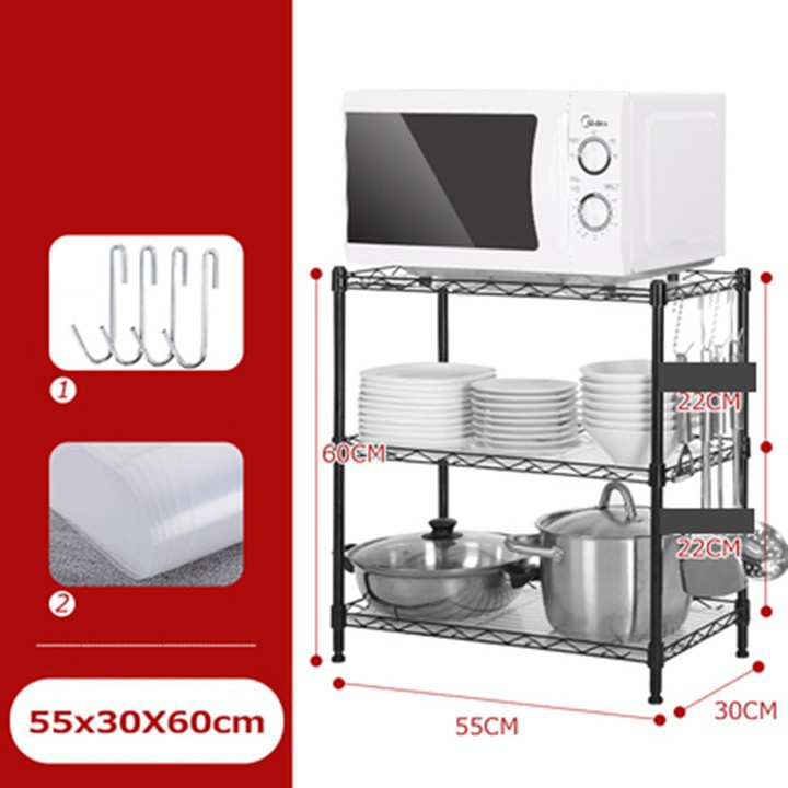 Kệ lò vi sóng - kệ để đồ nhà bếp 3 tầng 55x30x60 khung thép đen_RE0266
