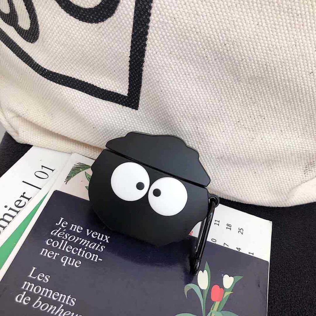 Vỏ Bảo Vệ Hộp Sạc Tai Nghe airpods 1 / 2 pro 3 Bằng Silicon Chống Rơi Hình Bình Rượu Màu Đen Dễ Thương Ốp