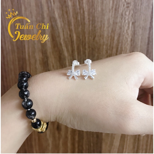 Khuyên Tai Bạc [ẢNH THẬT] Bông Tai Nữ Kiểu Dáng Nơ Tiểu Thư, Thanh Lịch, Bạc Ta Cao Cấp