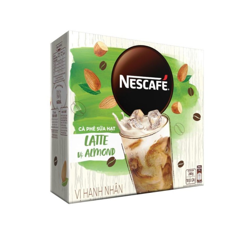 Cà Phê Hòa Tan Nescafé Latte Sữa Hạt Vị Hạnh Nhân,hạt phỉ hộp 240g