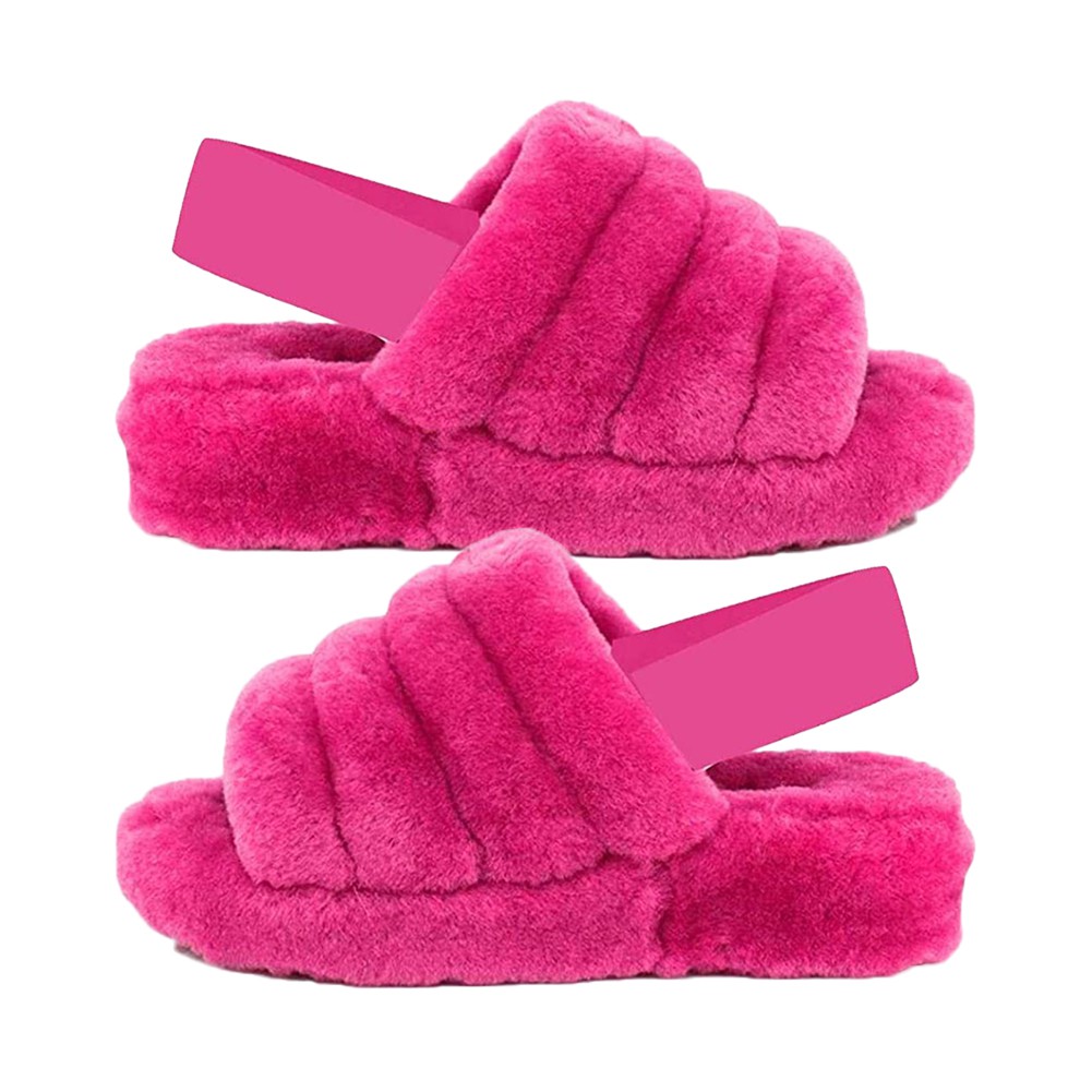 ♉Gd Fashion Women Faux Fur Elastic Band Anti Slip Platform Sandals Open Toe Slippers_part3