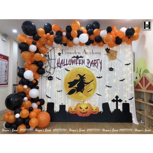 Combo 20 , 50 bóng bay nhũ màu cam - đen trang trí lễ hội Halloween