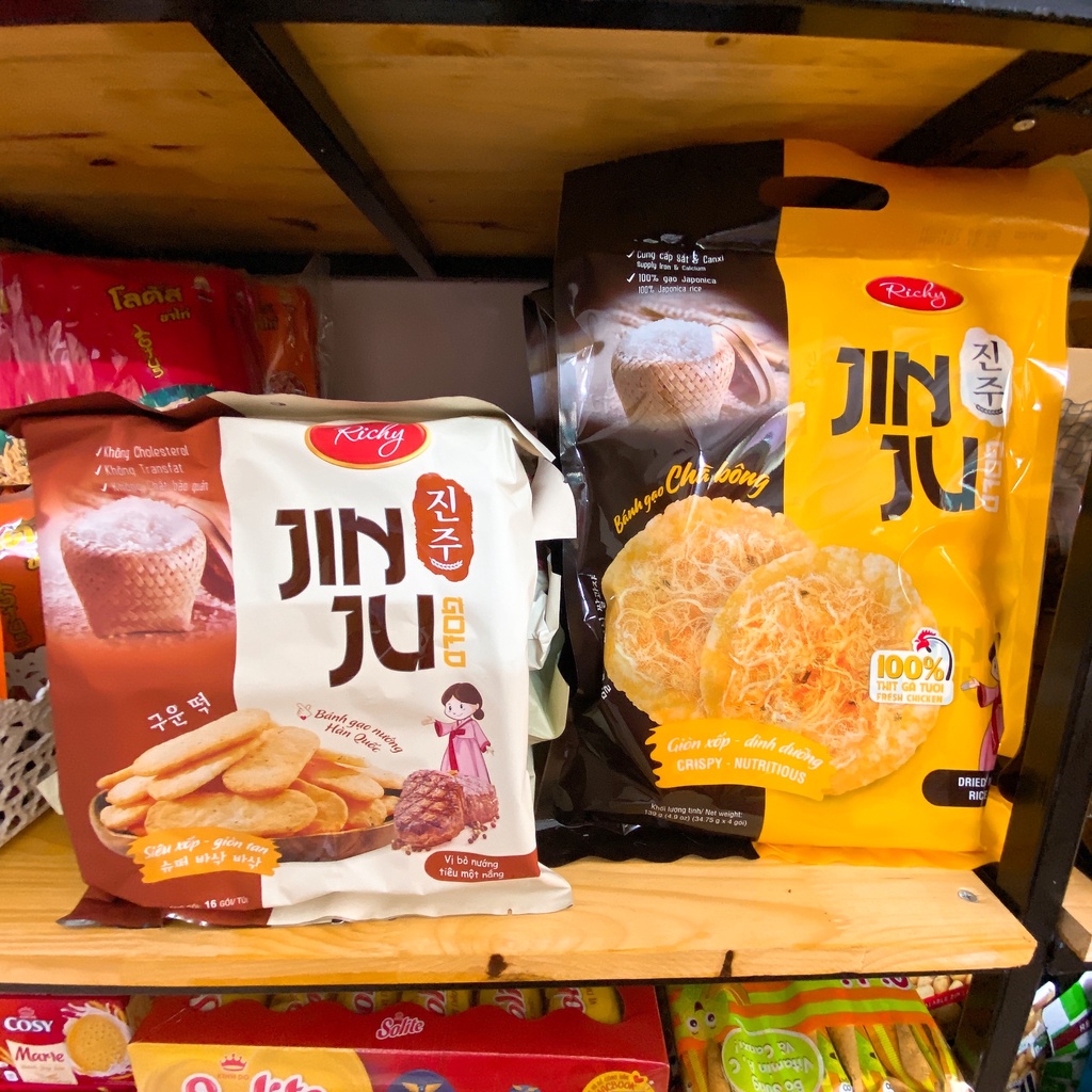 Bánh gạo chà bông Richy Jinju Gold gói 168g  - Bao bì mới