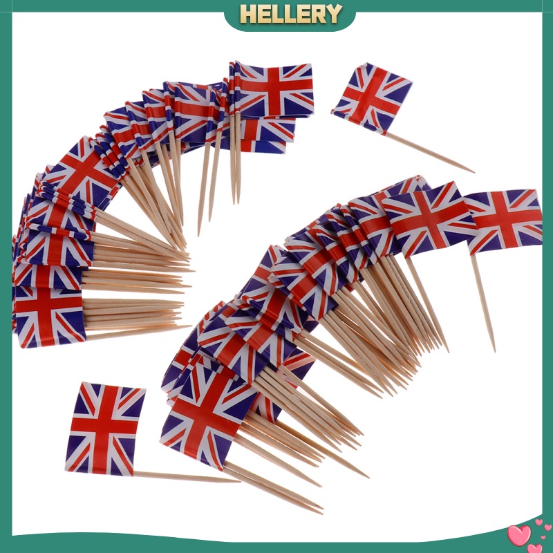 Set 100 Tăm Xỉa Răng Hình Lá Cờ Anh Trang Trí Bánh Kem