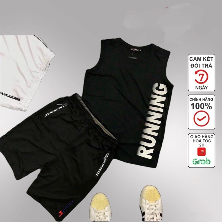 Set Bộ Đồ Thể Thao Tập Gym Nam Running Vải thun lạnh thoáng mát - TA STORE