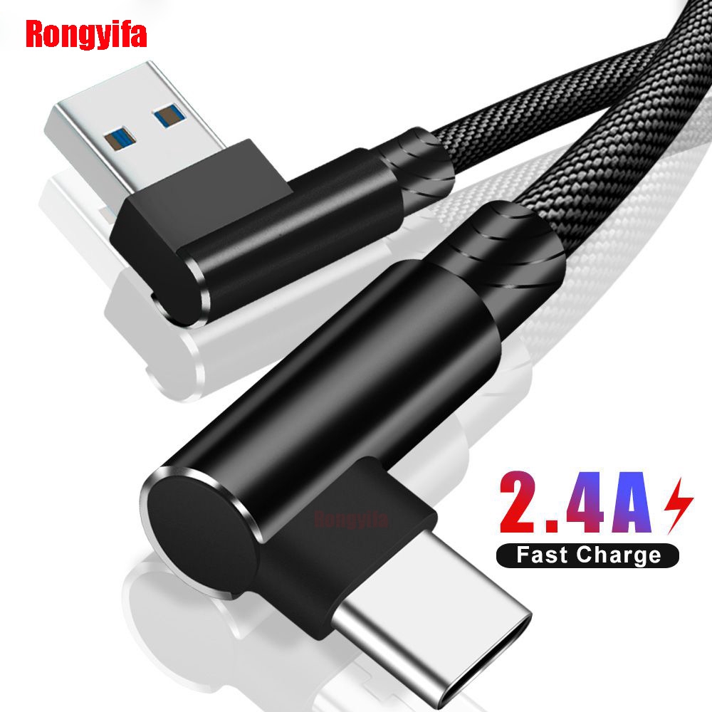 Dây cáp sạc nhanh 90 độ 1M/2M/3M cho Samsung S8 S9 Plus Huawei Xiaomi