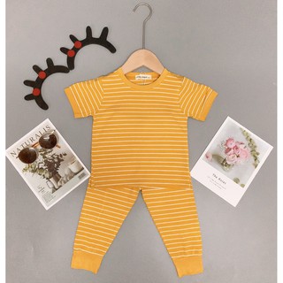 [SALE] Bộ Dài Tay Cho Bé Gái, Bé Trai Minky Mom Vải Thun Lạnh Họa Tiết Kẻ Ngang, Quần Áo Thu Đông Cho Bé MKMTD2107