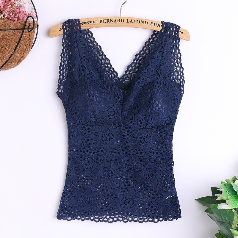 Áo lót croptop phối ren khoét lỗ không tay ôm dáng chiều dài vừa thời trang dành cho nữ | BigBuy360 - bigbuy360.vn