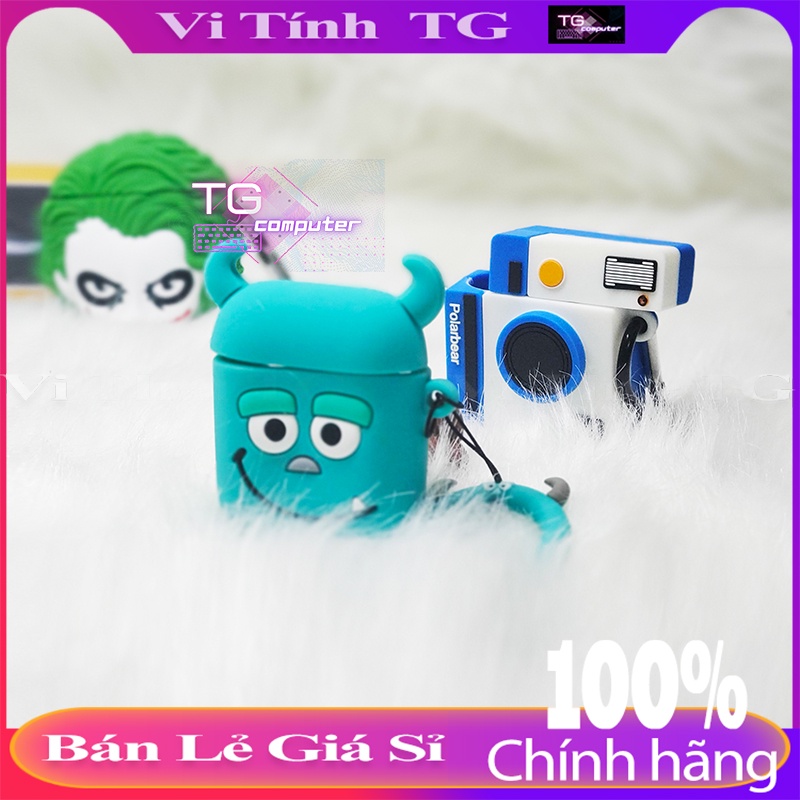 Case Vỏ Bọc Airpods 1 2 (nhiều hình cực cute) Tặng móc treo Phân loại màu Xanh