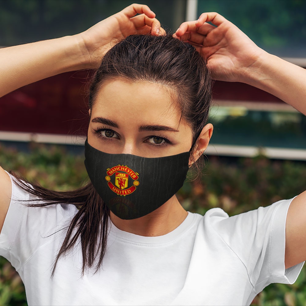 Khẩu Trang Vải 2 Lớp Manchester United 4 Soink Chất Liệu Poly Cotton 100%, Chống Bụi In Hình 3D Thời Trang Unisex