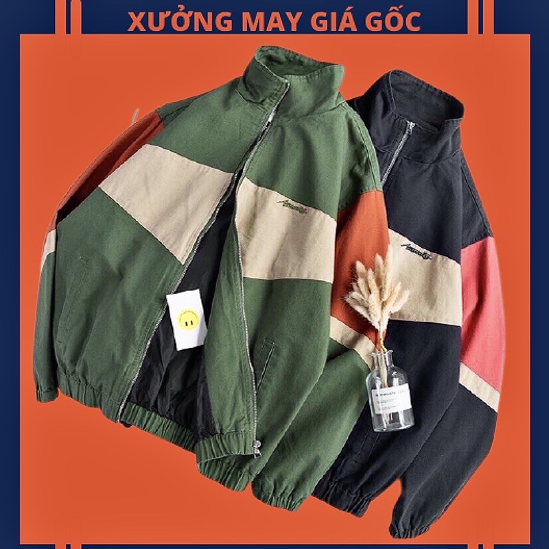 🎇𝐆𝐢𝐚́ 𝐒𝐢̉🎇 ABC Áo Khoác Kaki 2 Lớp Phối Màu Thêu Chữ Cực Đẹp #AKTT019 (Kèm Video, Hình Chụp Thật)