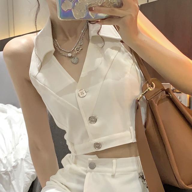 Set Áo Yếm Cổ Chữ V + Quần Culottes Ngắn Thời Trang Nữ