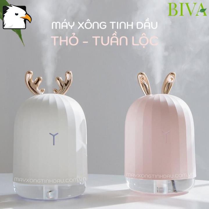 Máy xông tinh dầu tai thỏ tuần lộc (Tặng 1 chai tinh dầu 10ml ngẫu nhiên)