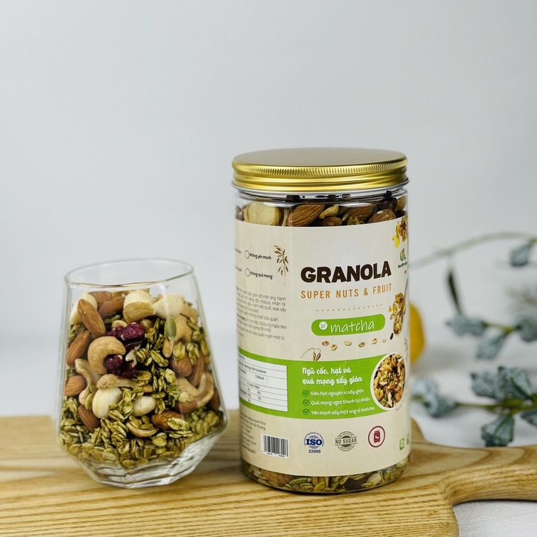 Granola siêu hạt Truly Healthy 85% thêm macca, dâu tây. Ít ngọt, chuẩn ăn kiêng