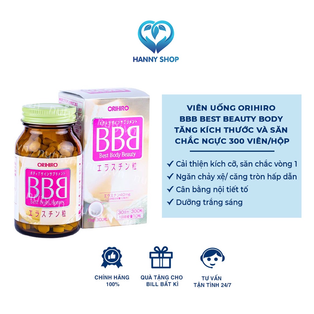 Viên Uống ORIHIRO BBB Best Beauty Body Tăng Kích Thước Và Săn Chắc Ngực 300 Viên/Hộp