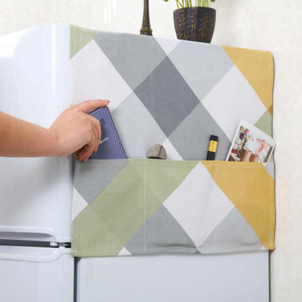 Tấm Vải Cotton Phủ Máy Giặt / Tủ Lạnh Hai Cửa Chống Bụi Bẩn Có Túi Đựng Ốp