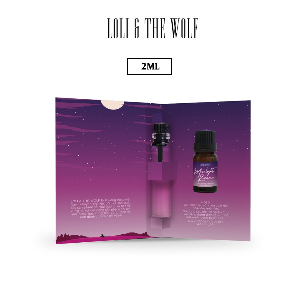 Nước hoa vùng kín nữ Moonlight Romance Eau De Parfum - Nước hoa mini chai 2ml nhỏ gọn tiện lợi - LOLI & THE WOLF