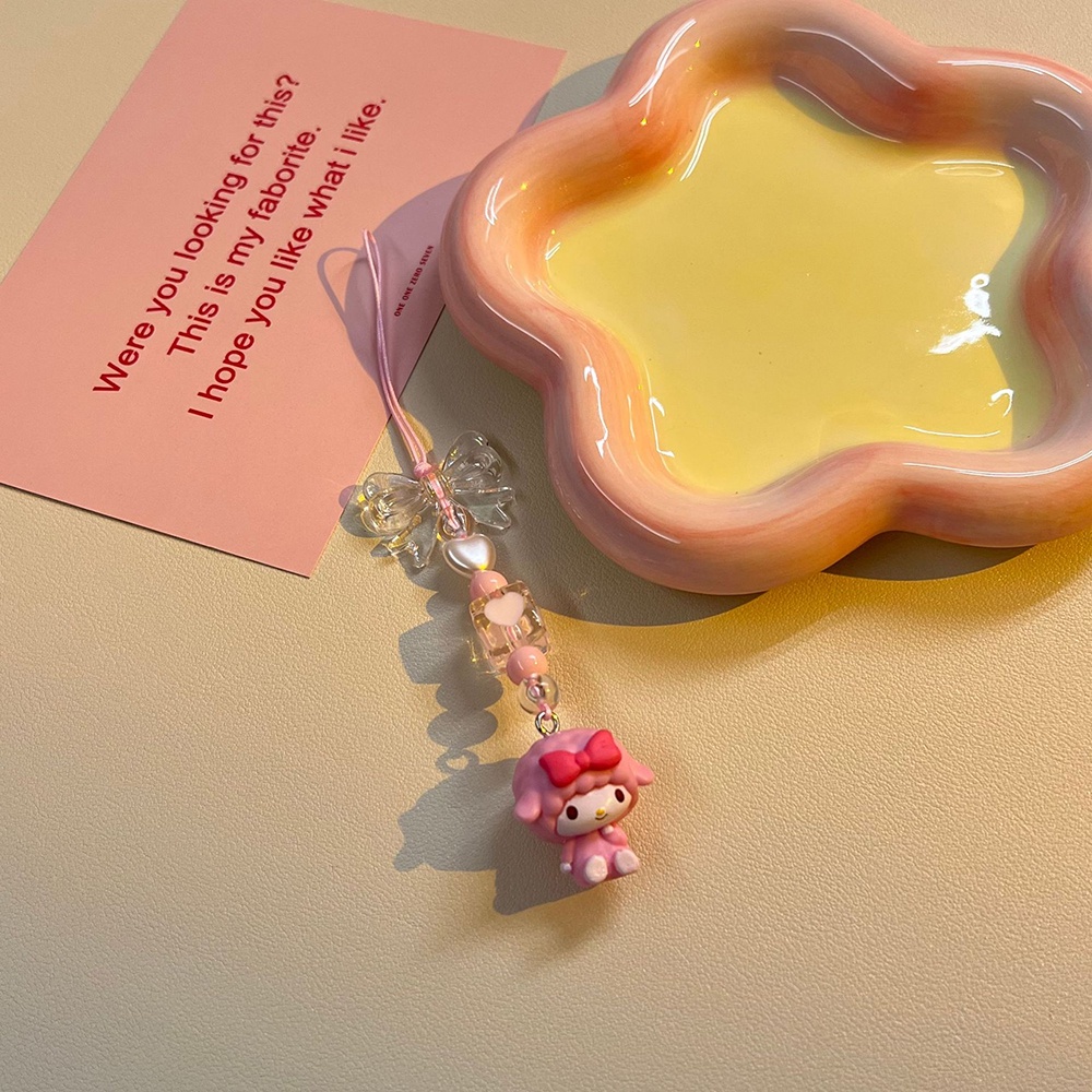 Móc Khóa Điện Thoại Hình Cừu Hồng Dễ Thương Diy