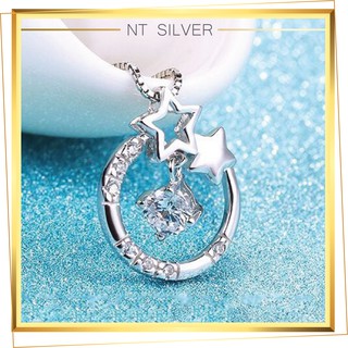 Dây Chuyền Bạc Nữ Vòng Cổ Bạc Ý 925 Mạ Bạch Kim Cao Cấp Dành Cho Bạn Gái Hình Sao Đính Đá - NT Silver