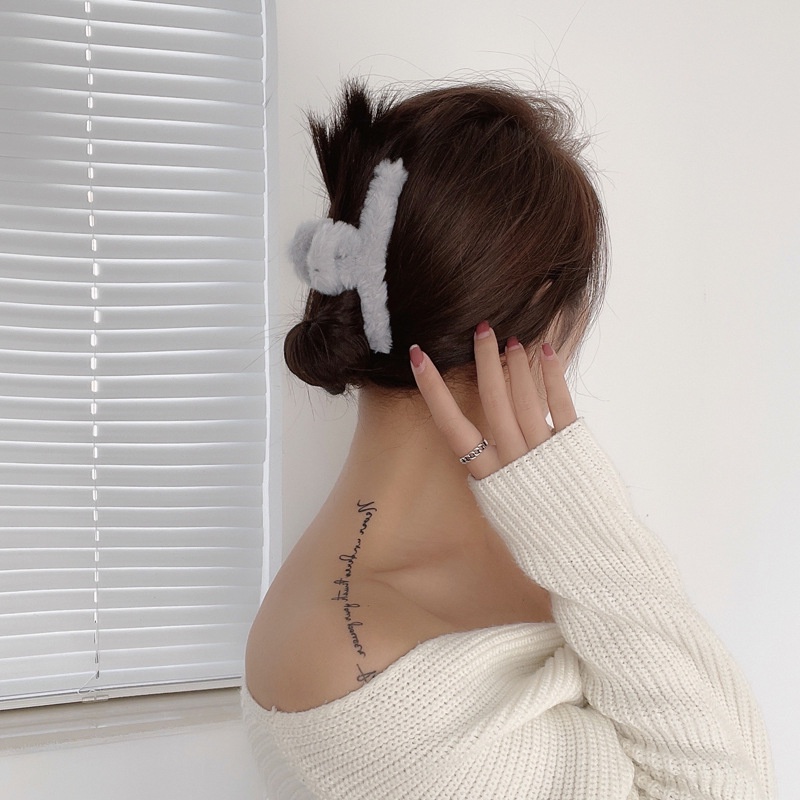Kẹp tóc càng cua lông thỏ nhân tạo thiết kế phong cách thu đông Hàn Quốc đơn giản sành điệu cho nữ