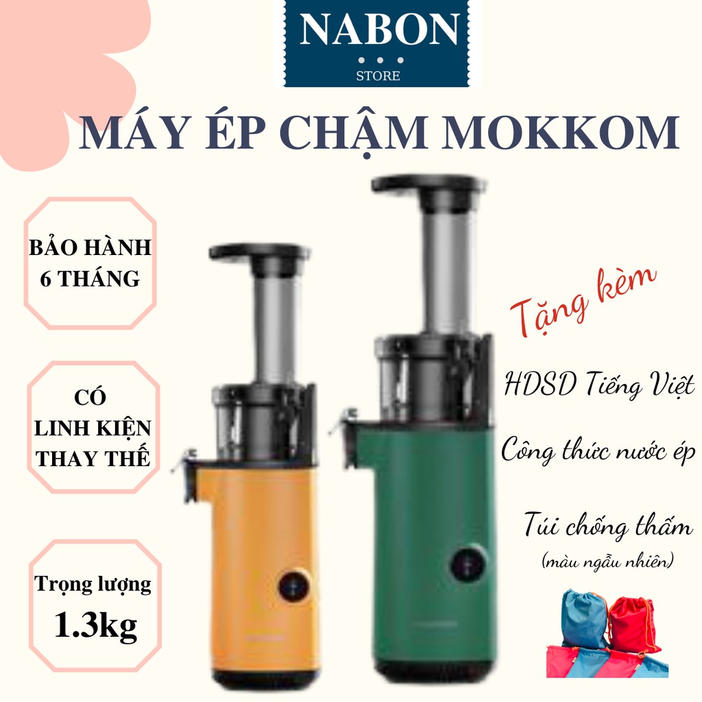 Máy Ép Chậm Mokkom, Ép Trái Cây Kiệt Bã Gọn Nhẹ Dễ Vệ Sinh, Có Linh Kiện Thay Thế, Bảo Hành 6 Tháng - NABON STORE