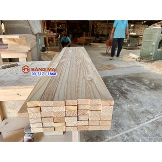 Thanh gỗ thông 3cm x 1,5cm x dài 1m2 + láng mịn 4 mặt
