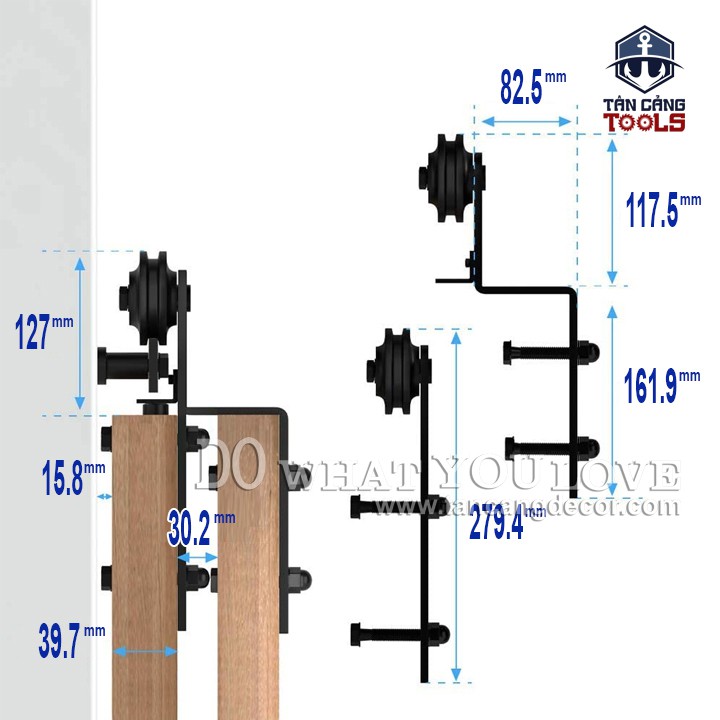 Phụ kiện Cửa Lùa 2 Cánh Đôi Barn Door