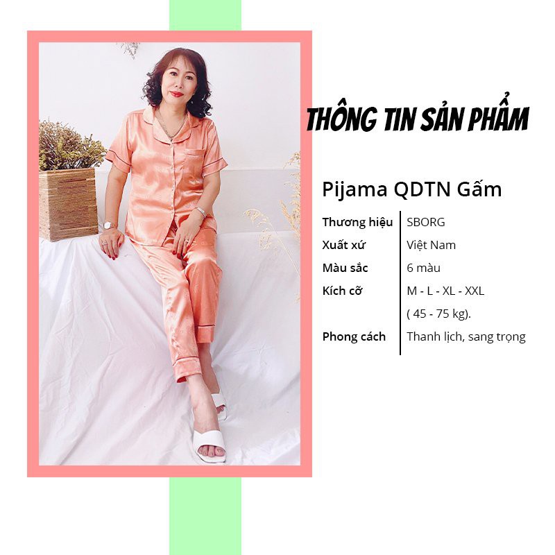 ✾ Bộ mặc nhà trung niên SBORG pijama nữ chất gấm cao cấp tay ngắn quần dài có túi bigsize từ 45-75kg quà tặng mẹ ✾