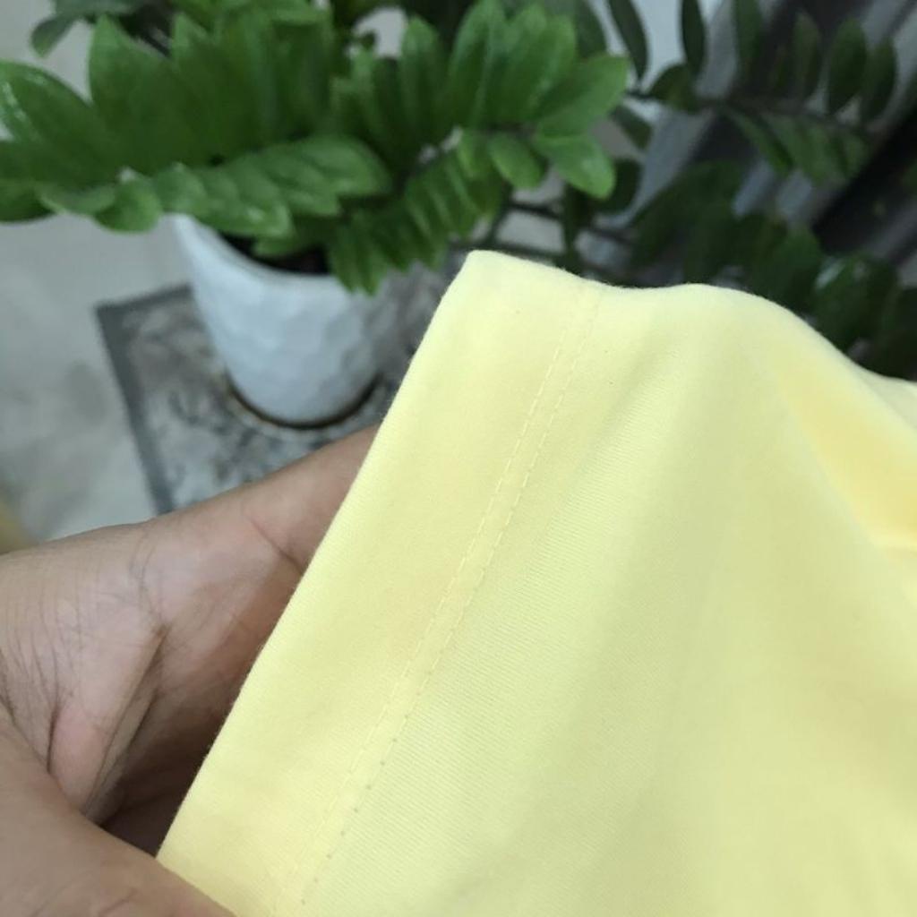 Áo thun trơn nam, nữ cổ tròn, chất Cotton mềm mịn- màu vàng chanh