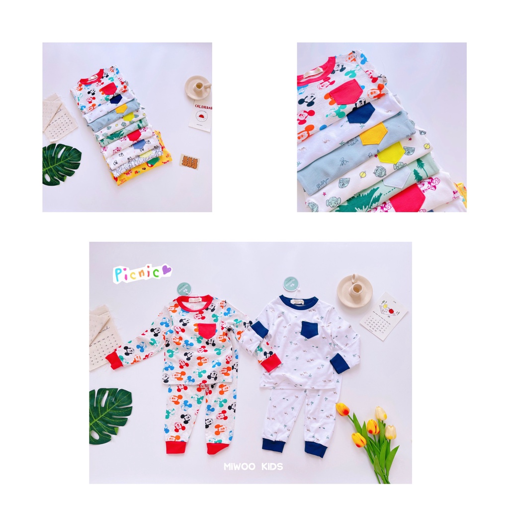 Bộ thun cotton dài tay Miwoo kids mẫu mới cho bé 2023 bảng màu 5