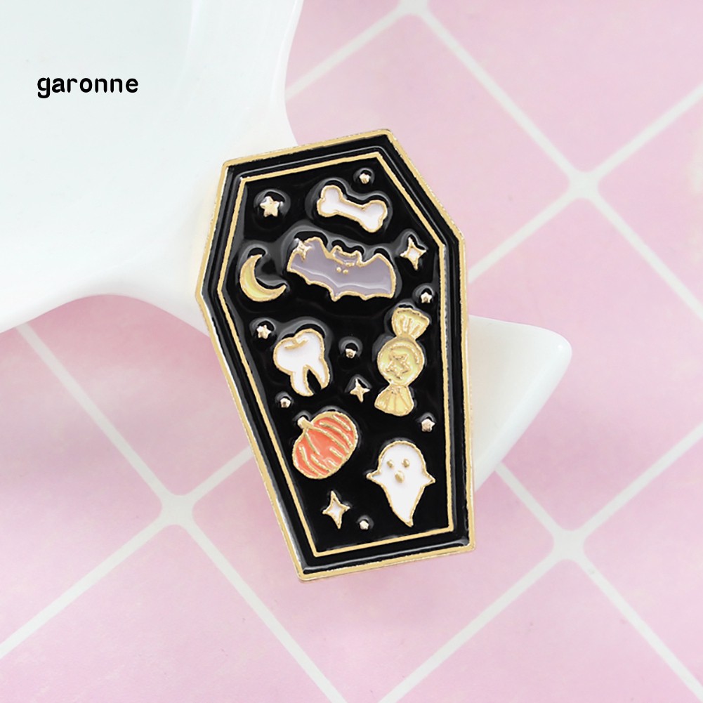 GA_Creative Coffin Enamel Brooch Pin Denim Jeans Badge Halloween Party Decoration