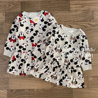 Váy H-M Mickey xám nỉ bông dày dặn