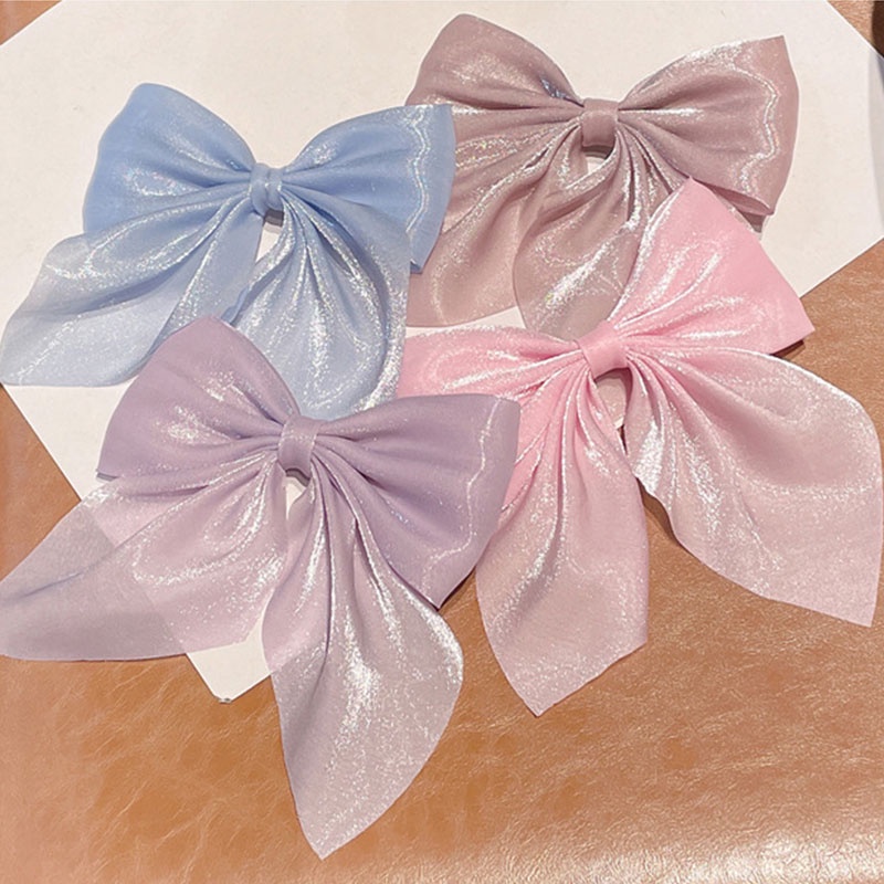 Kẹp Tóc Nơ Ruy Băng Bằng Satin Đính Ngọc Trai Phong Cách Hàn Quốc Ngọt Ngào Thanh Lịch Dành Cho Bạn Gái