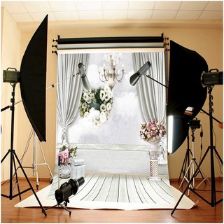 Rèm Hoa Trắng Làm Nền Chụp Ảnh Studio 5x7ft
