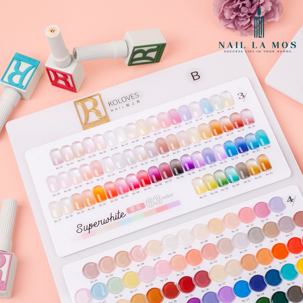 Set sơn gel R-Koloves chính hãng 63 màu - Chất gel đậm đặc, phong cách Hàn Quốc