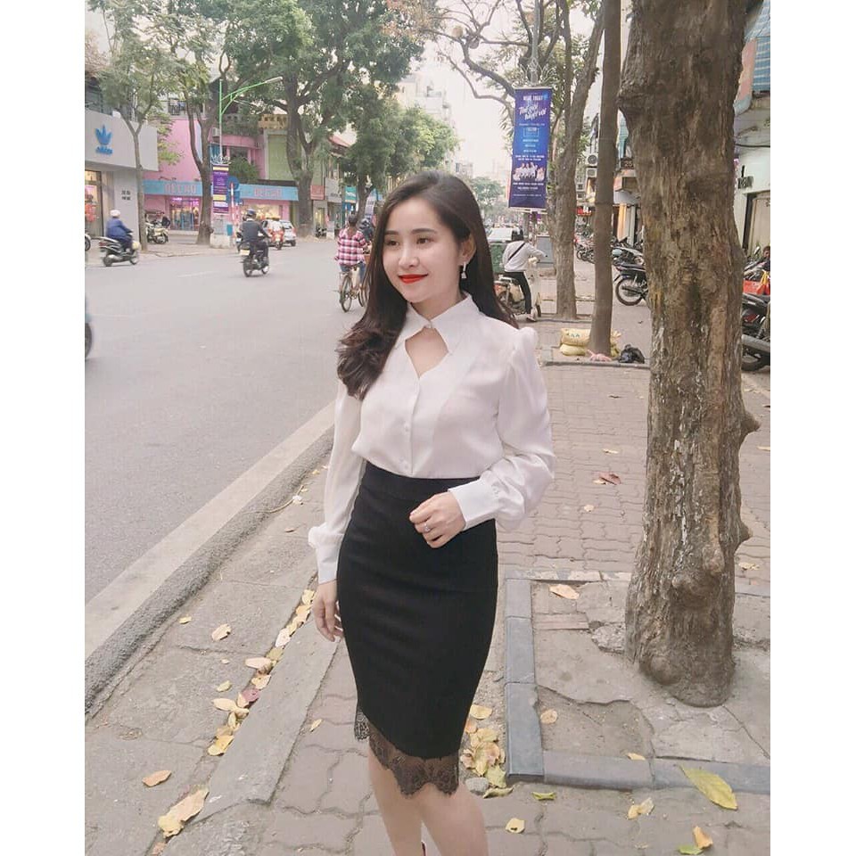 {GIÁ SỈ TẬN GỐC} CHÂN VÁY BÚT CHÌ PHỐI REN CÔNG SỞ HÀNG ĐẸP V03 | BigBuy360 - bigbuy360.vn