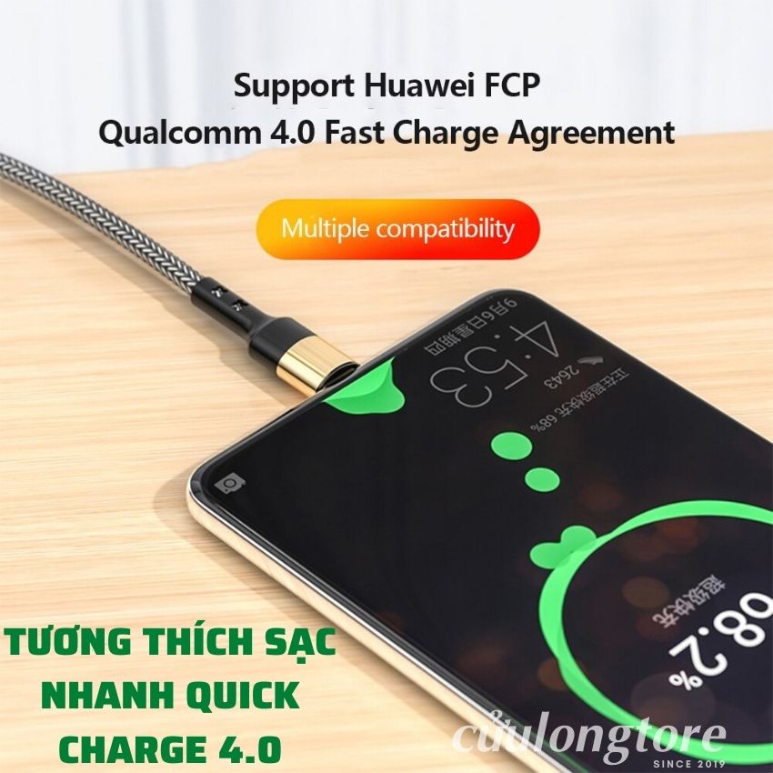 Cáp Sạc Nhanh PD 60W C to C và Lig mạ vàng bện dù cao cấp chống gãy gập rối dây cáp sạc cổng cắm kiểu 2 đầu type C